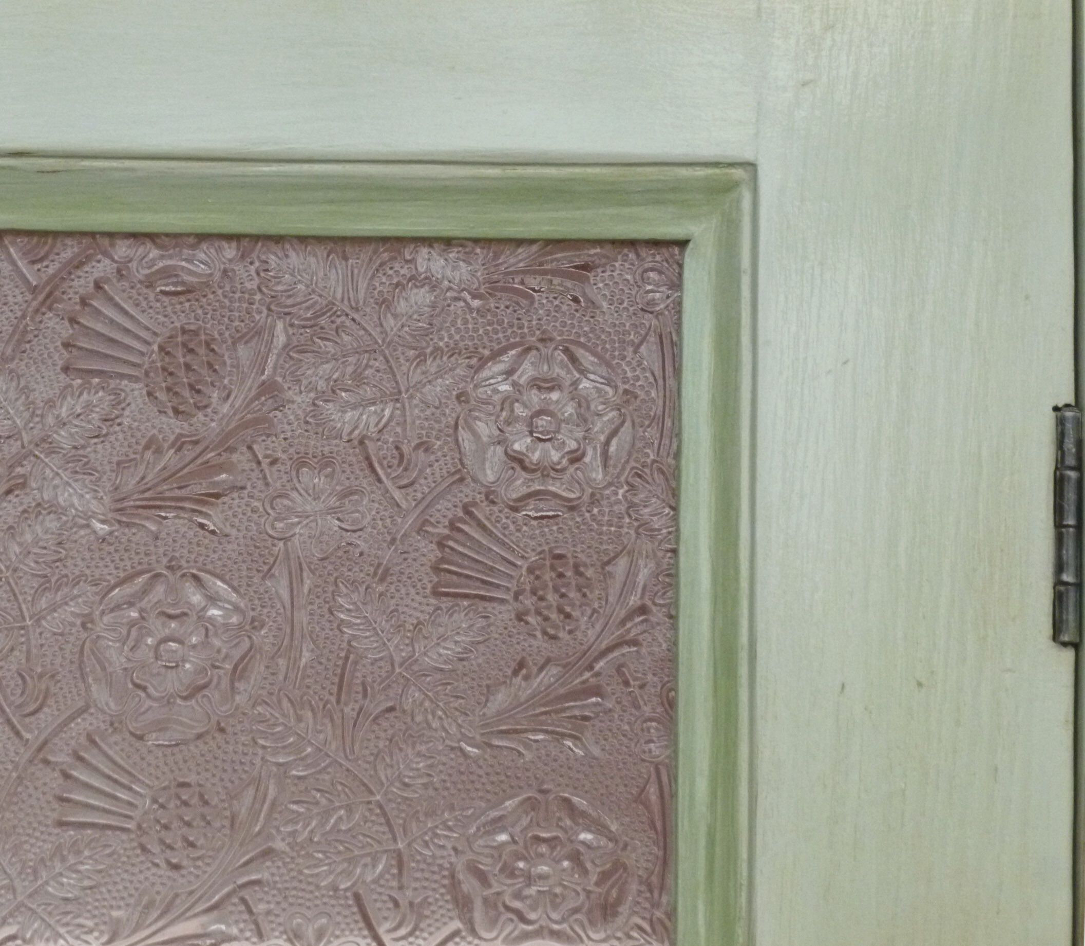 High wooden buffet painted two glass doors