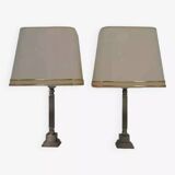 Pair of chrome and brushed metal lamps
