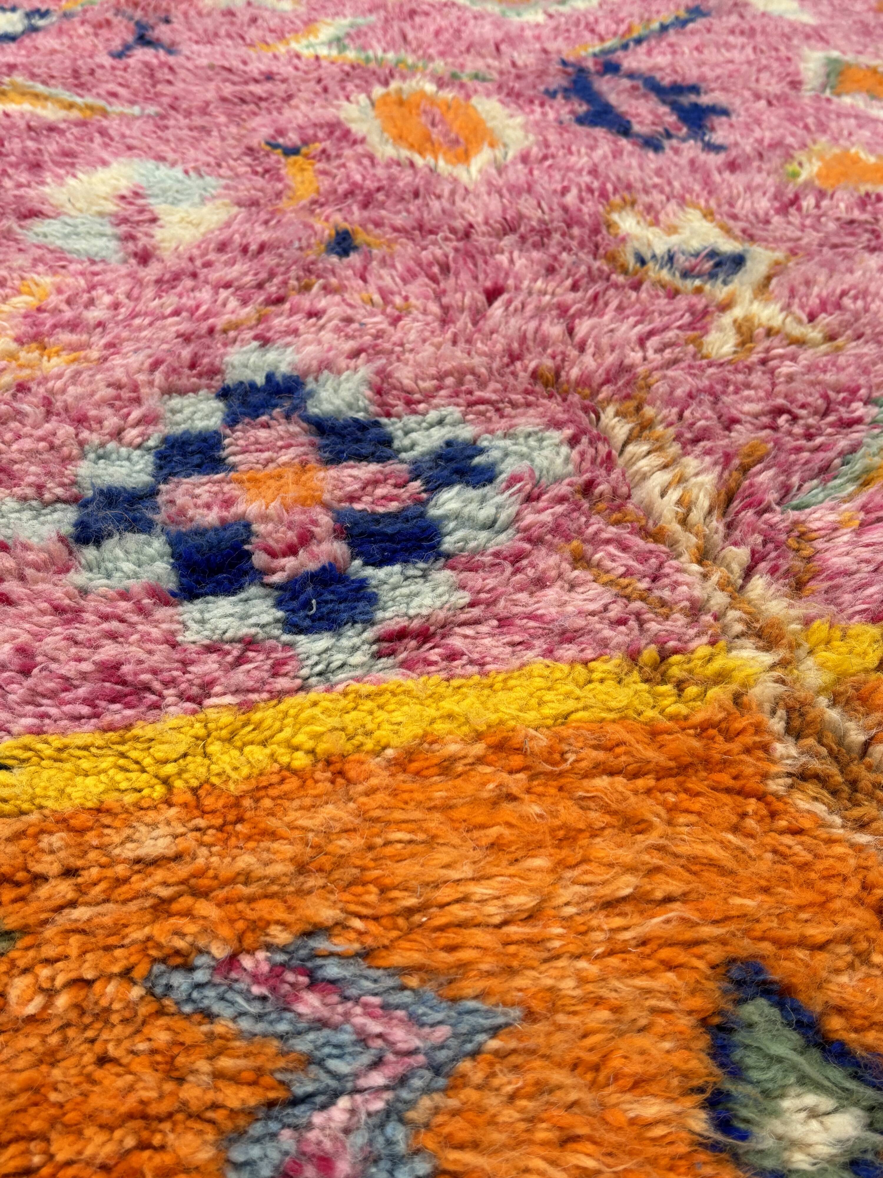 New M'rirt Berber rug in pink and orange wool – 150 × 200 cm