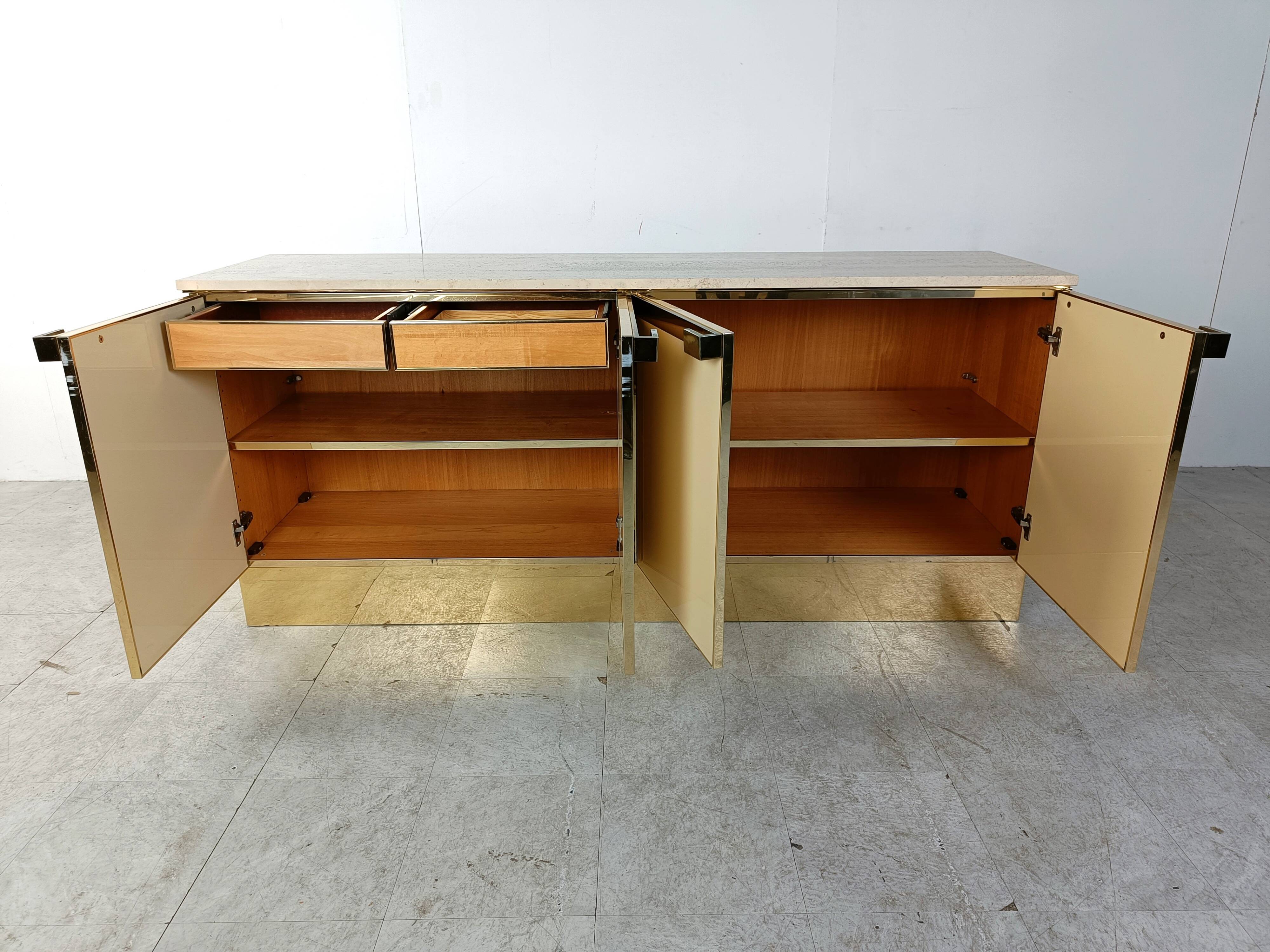 Vintage lacquered and brass credenza, 1980s