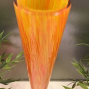 Vintage orange and yellow soliflore vase, signed