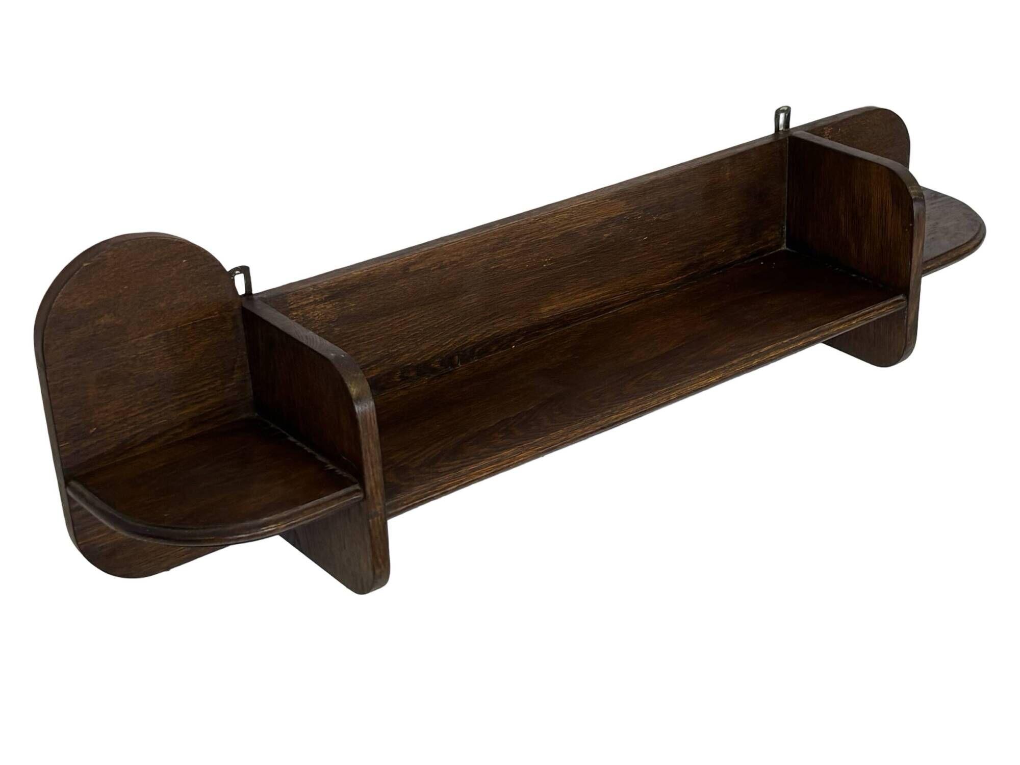 Vintage wooden wall shelve rack bookshelf in dark oak wood minimalist