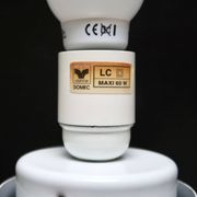 Minimalist egg lamp Domec in opaque white glass by Vianne, 1970s.