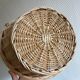 Round beige basket high handle