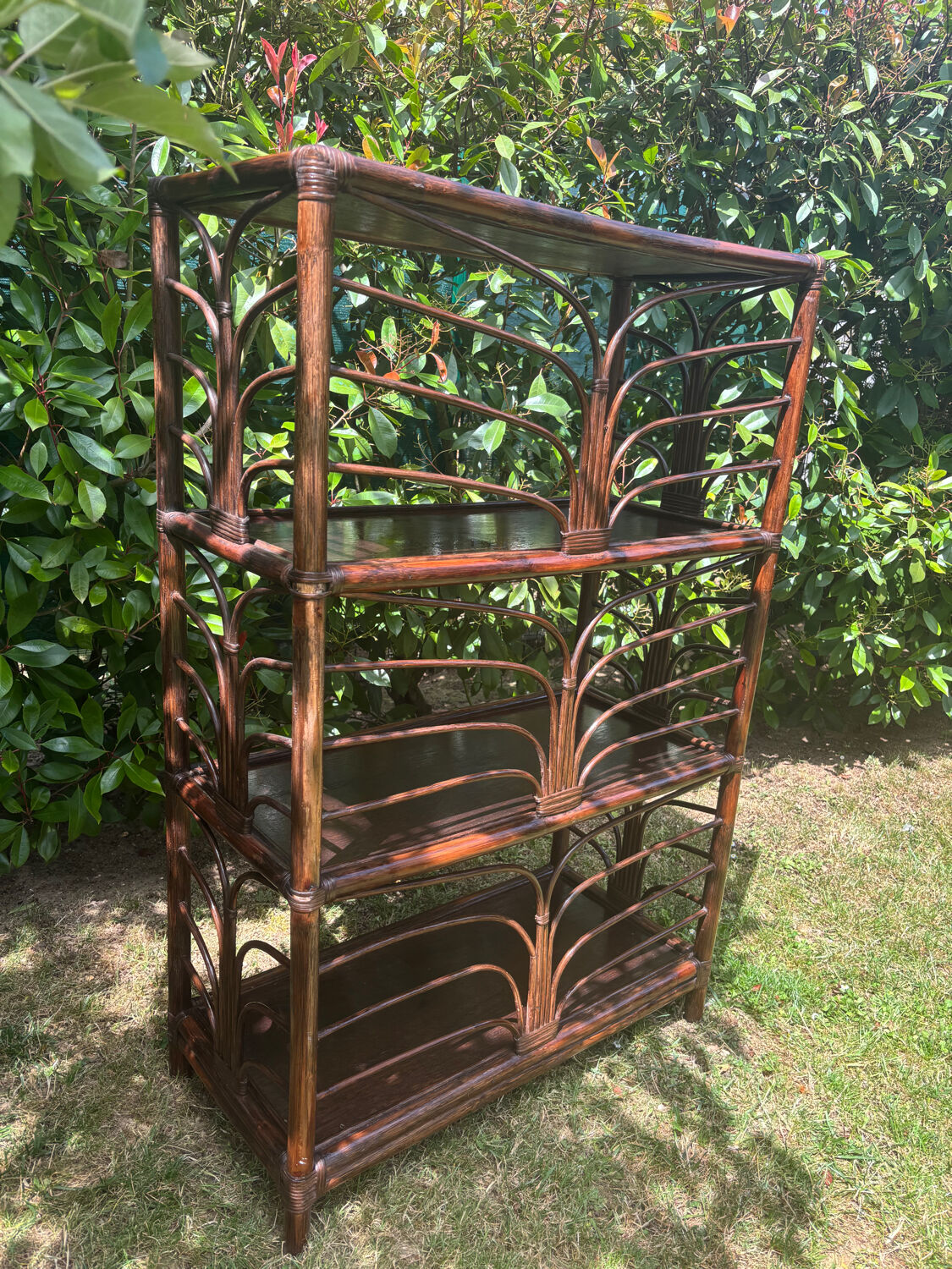 Vintage rattan bookshelf