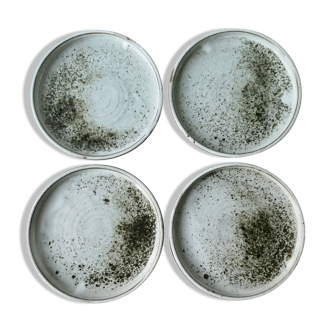 4 small stoneware plates Chantal and Thierry Robert, years 60-70