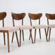 Ensemble de quatre chaises de salle à manger en hêtre restaurées des années 1950, Tchécoslovaquie
