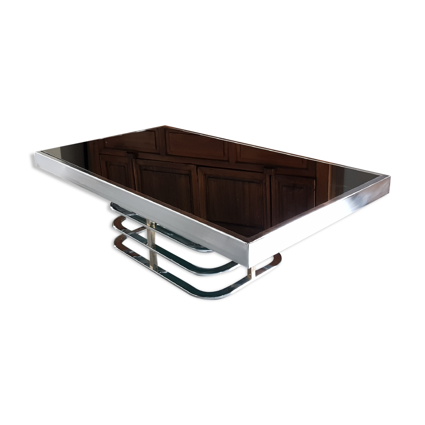 Table basse en verre et métal 1970