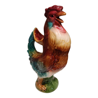 Pichet animalier coq St Clément barbotine fin XXeme