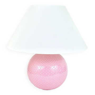 Lampe de table sphérique à pois pastel rose, céramique, laiton, Studio Paf Milano, 1970