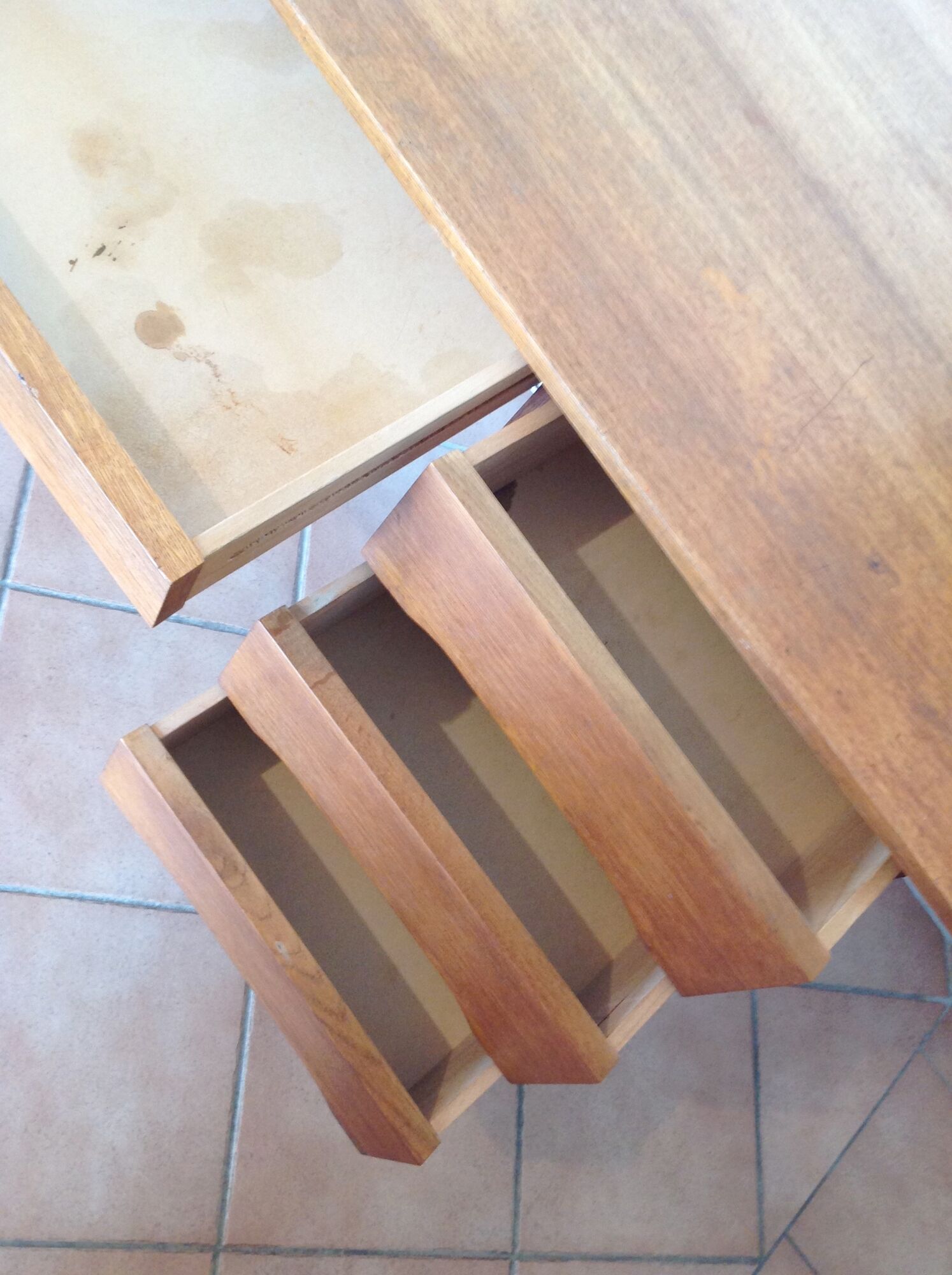 Scandinavian-style verni chene desk / vintage 60s