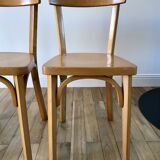 Set of 4 baumann bistro chairs in blond wood / honey stamped 40-50 years