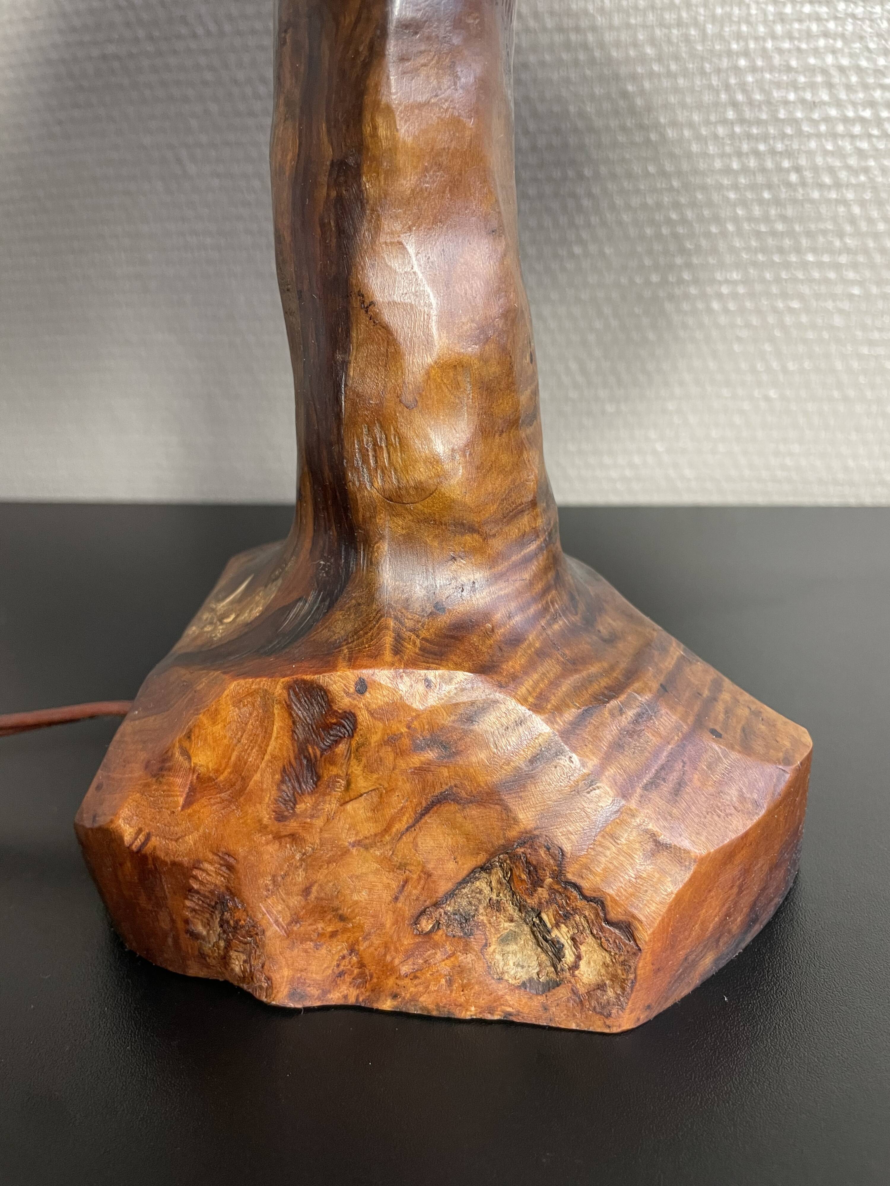 Wooden lamp by Olivier 70s