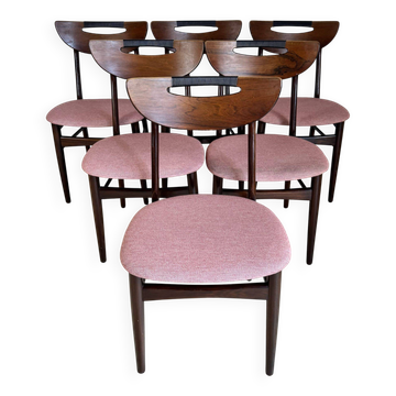 Ensemble de six chaises de salle à manger, Danemark 1960s