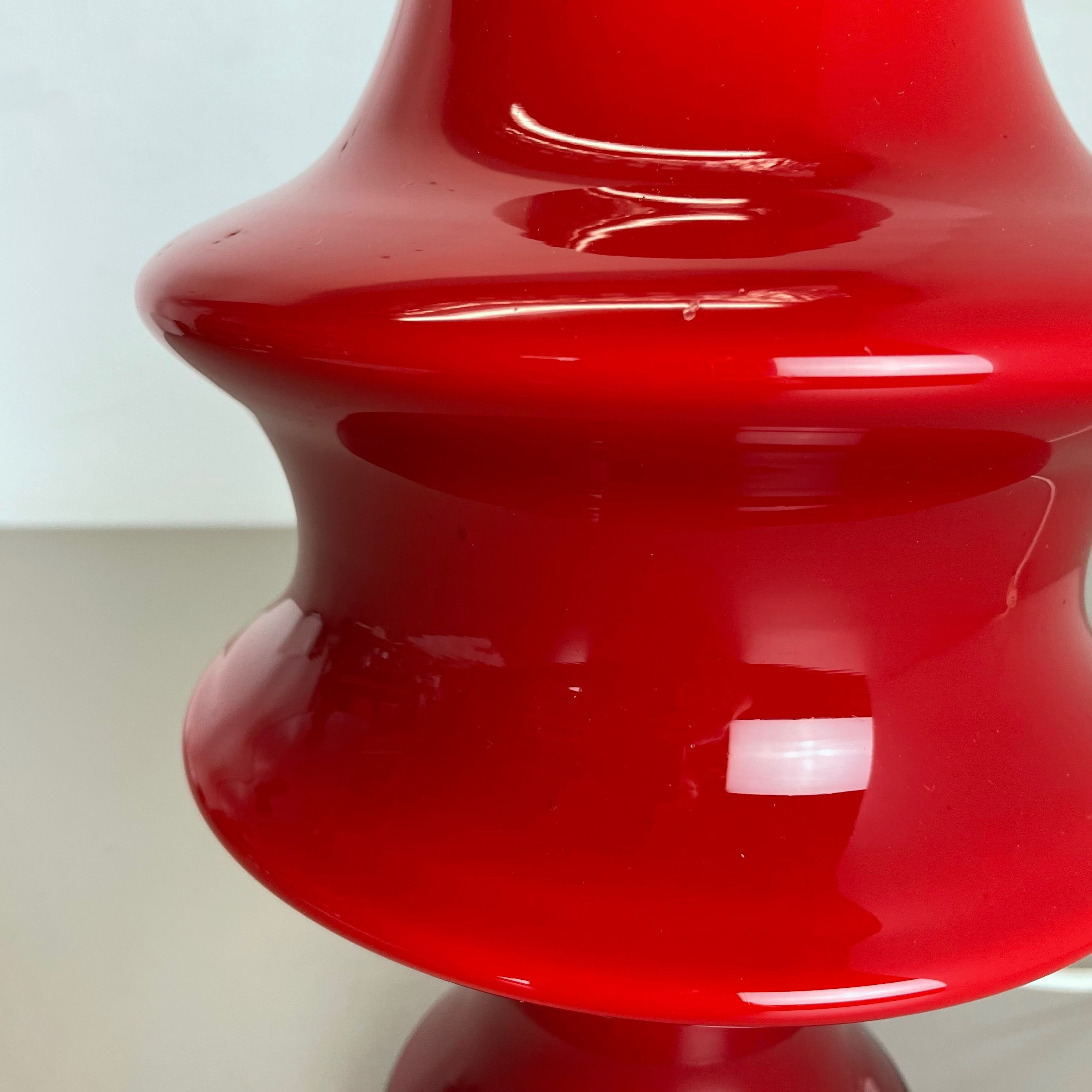 "Mushroom" Red Glass Table Desktop Light Made Hustadt Lights, Germany, 1970 No.2