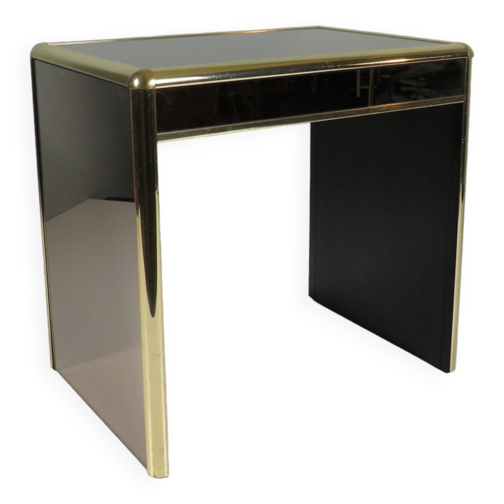 Table Basse Hollywood Regency 70's - Laiton Et Verre Doré/argenté (occasion)