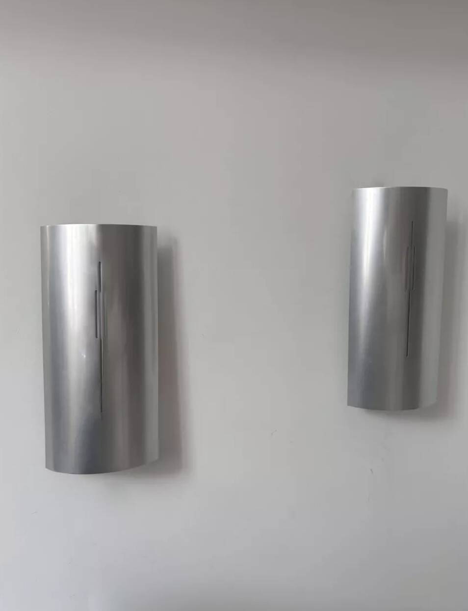 Pair of vintage wall lights, chromed metal, France 1970