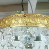 1-light bronze and crystal ceiling light