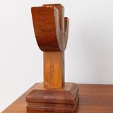 Bois Wood Candle Holder, Solid Wood, Made in Italy, Mid-Century 1950s Three-Arm Silhouette