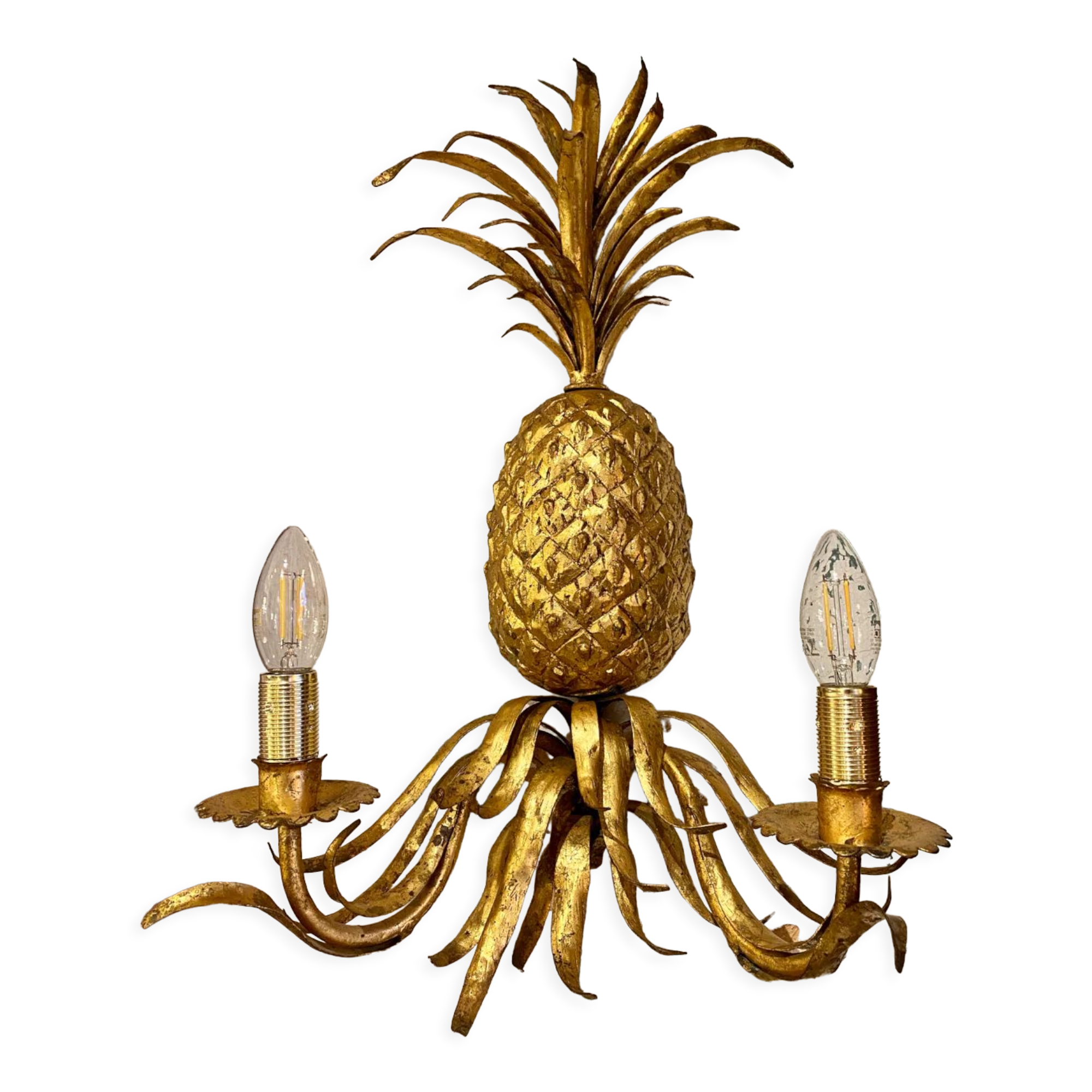 Hollywood regency pineapple wall lamp