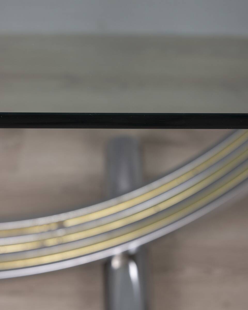 VINTAGE METAL, BRASS, AND GLASS TABLE BY RENATO ZEVI, 1970S