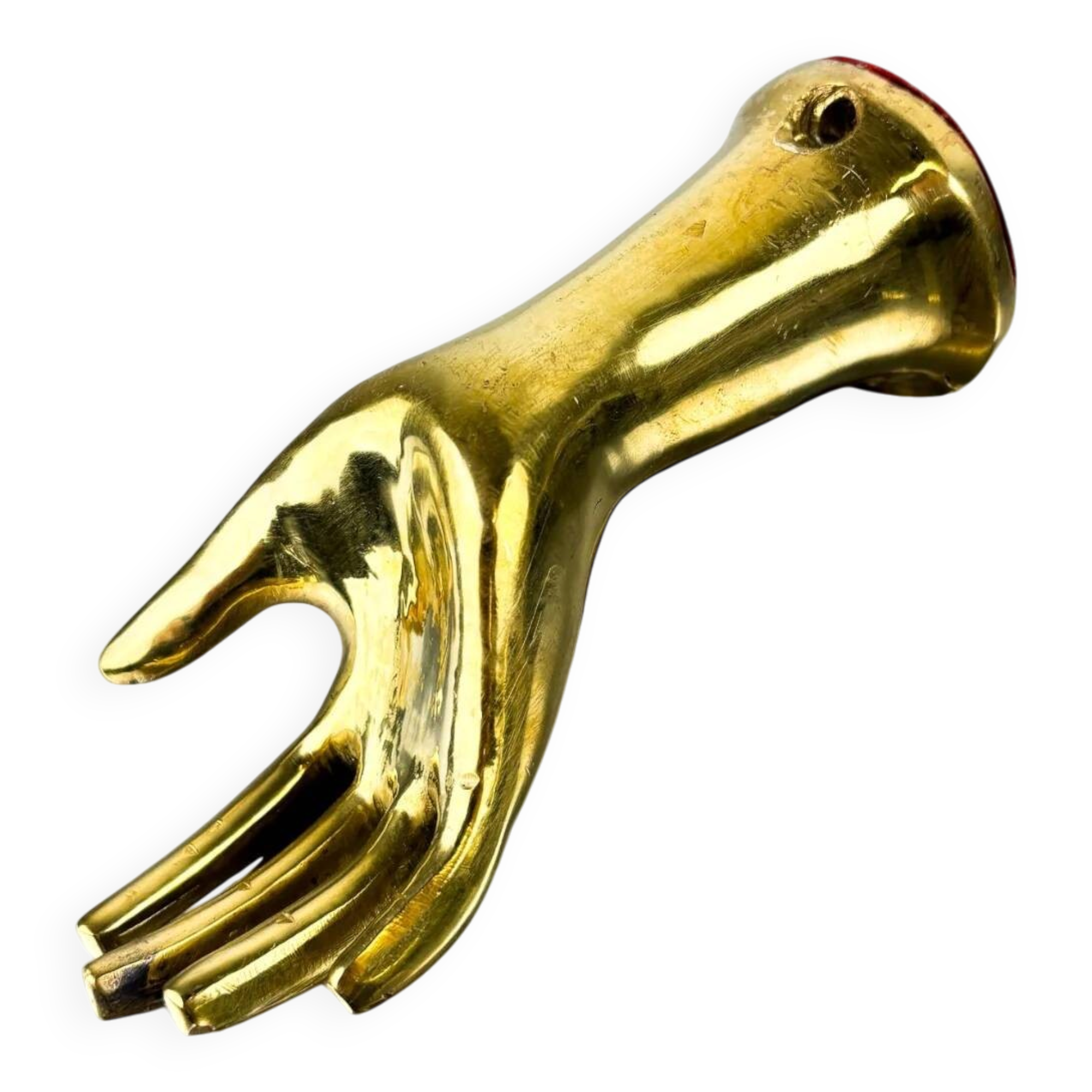 Bronze hand-shaped wall hook, gilded finish, Italy, 1970s