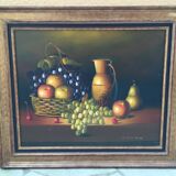 Oil on canvas: still life with fruit