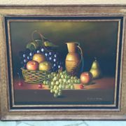 Oil on canvas: still life with fruit