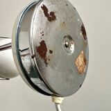 Italian adjustable eyeball lamp in chrome and opaline, 1970s.