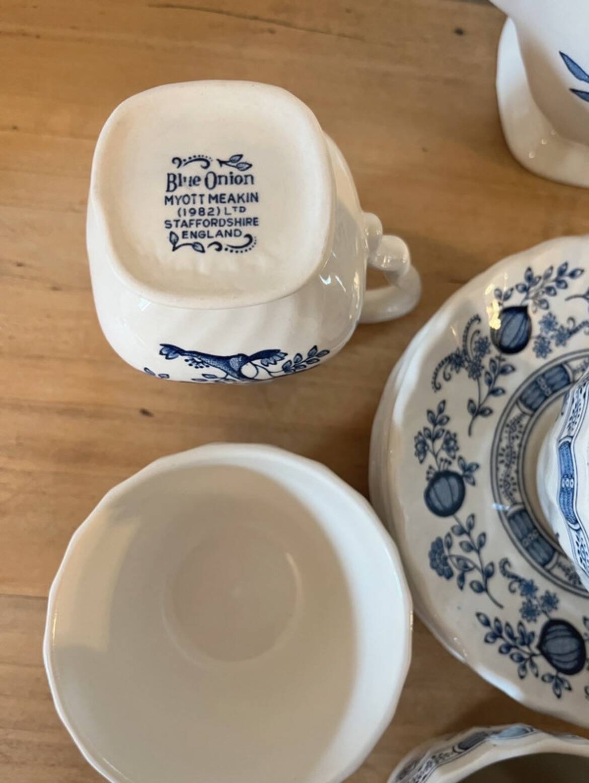 Blue Onion tea service by Myott Meakin 1982