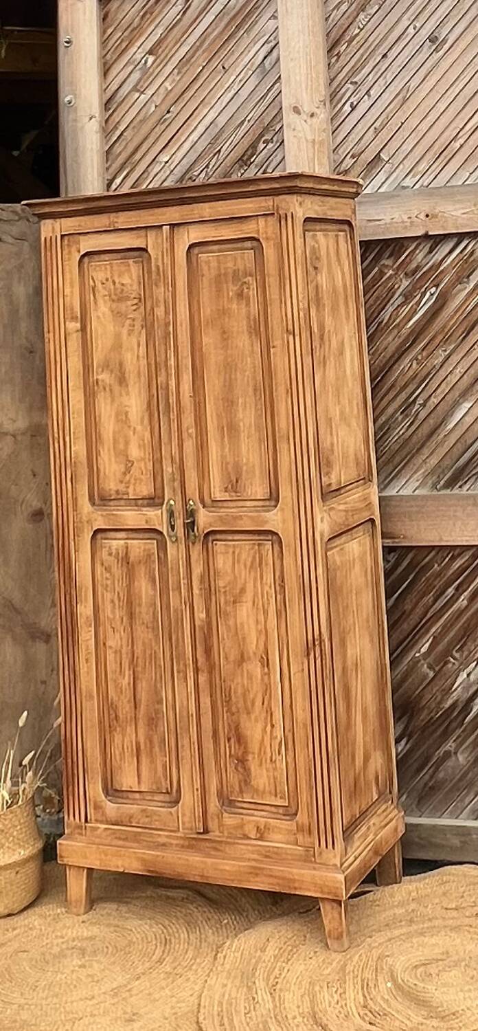 Vintage Parisian wardrobe in raw solid wood
