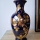 Blue vase from Tours, signed Gustave Asch, Sainte Radegonde