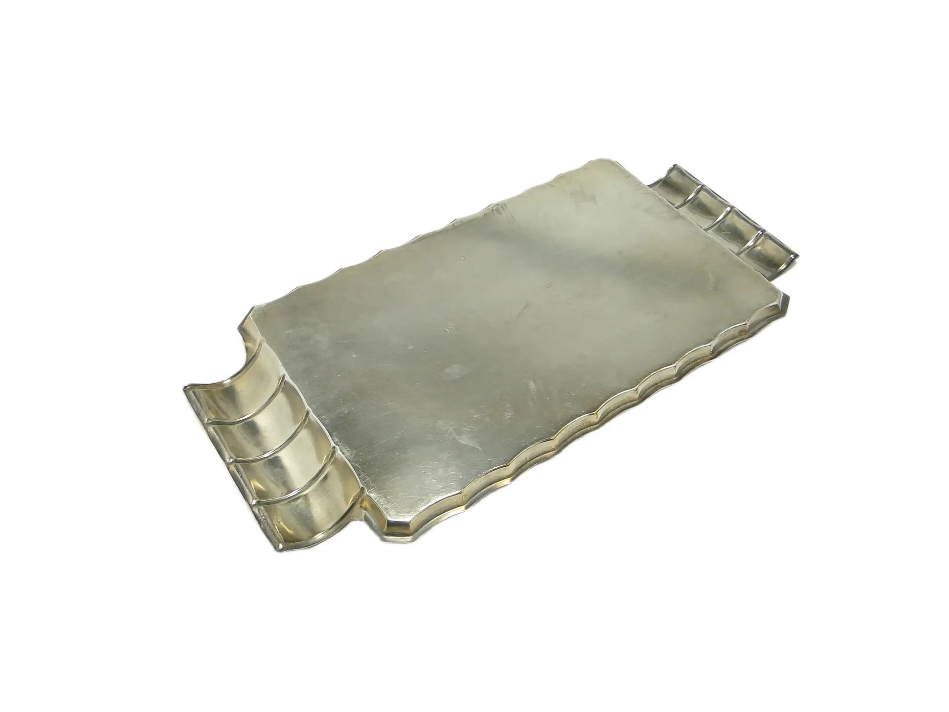 Art Deco tray, silver-plated brass, Szandrik, Hungary, 1930s.