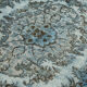 Hand-knotted carved turkish 1970s 198 cm x 323 cm blue carpet