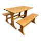 Vintage Scandinavian pine dining set, 1980s table and benches