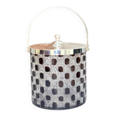 Vintage Cut Crystal Biscuit Box / Ice Bucket with Silver-Plated Lid and Handle