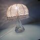 Bedside lamp glass foot and lampshade hook ecru / vintage 60s-70s