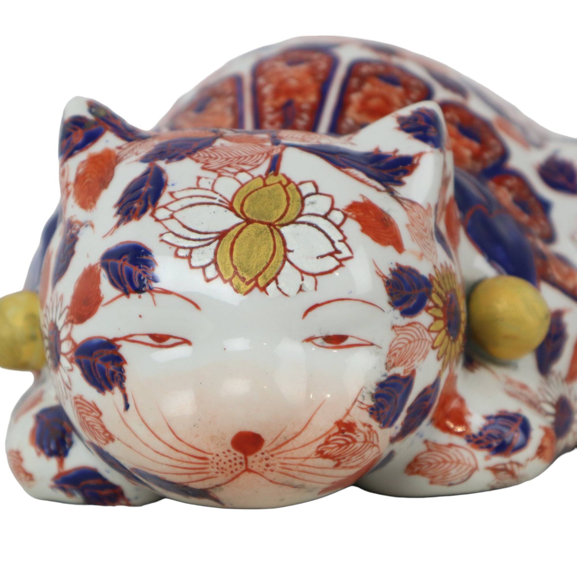 Large imari cat cat statue sculpture enamel japan early 20th century
