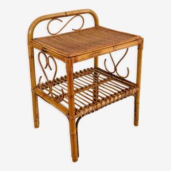 Rattan side table, Italy 60s