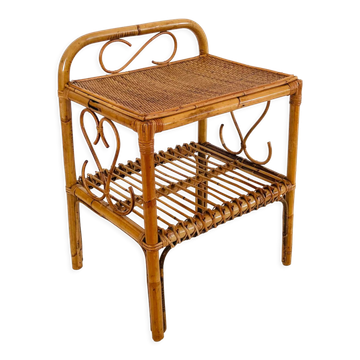 Rattan side table, Italy 1960s