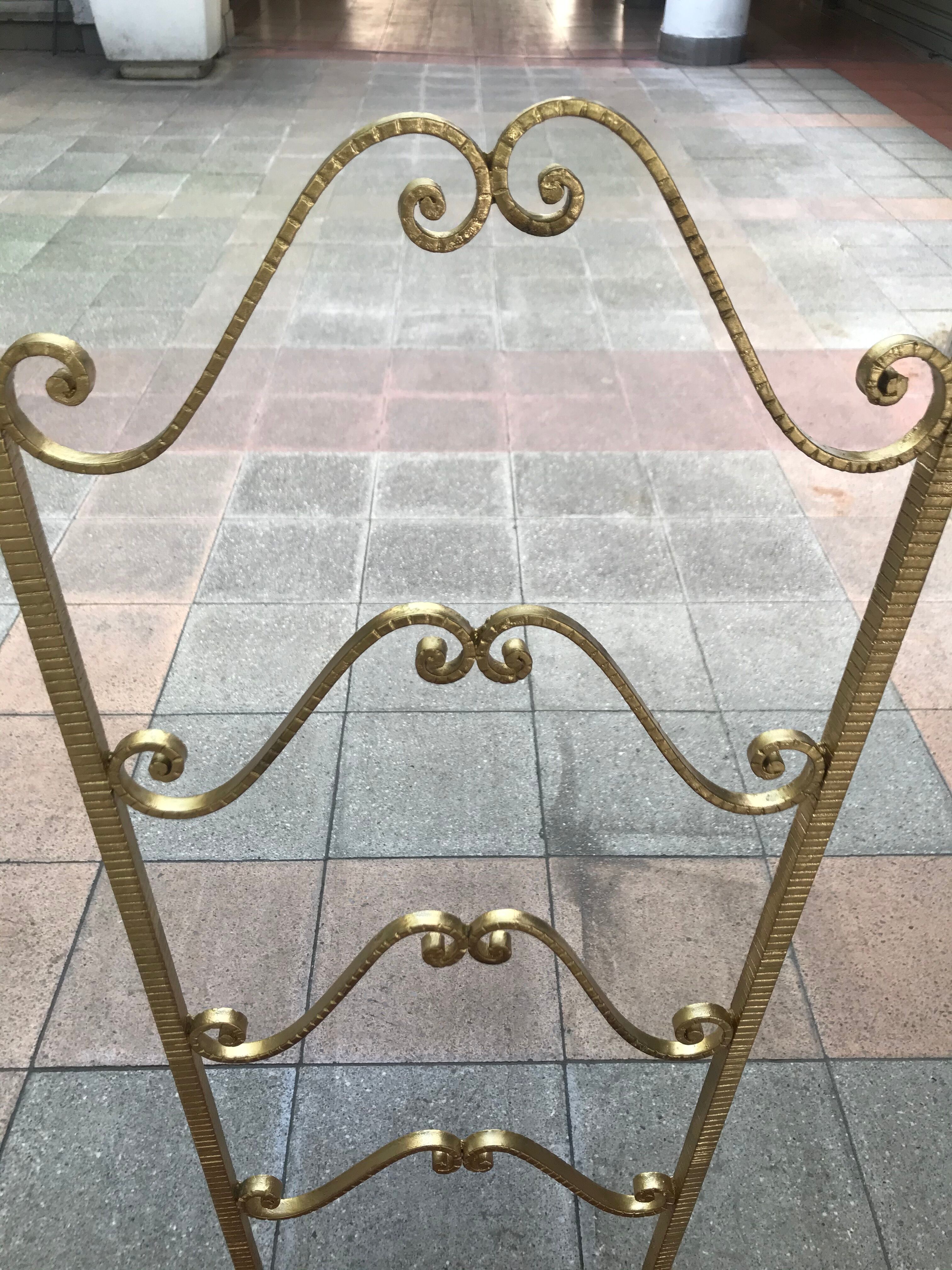 Golden wrought iron chair, Pierre Luigi Colli