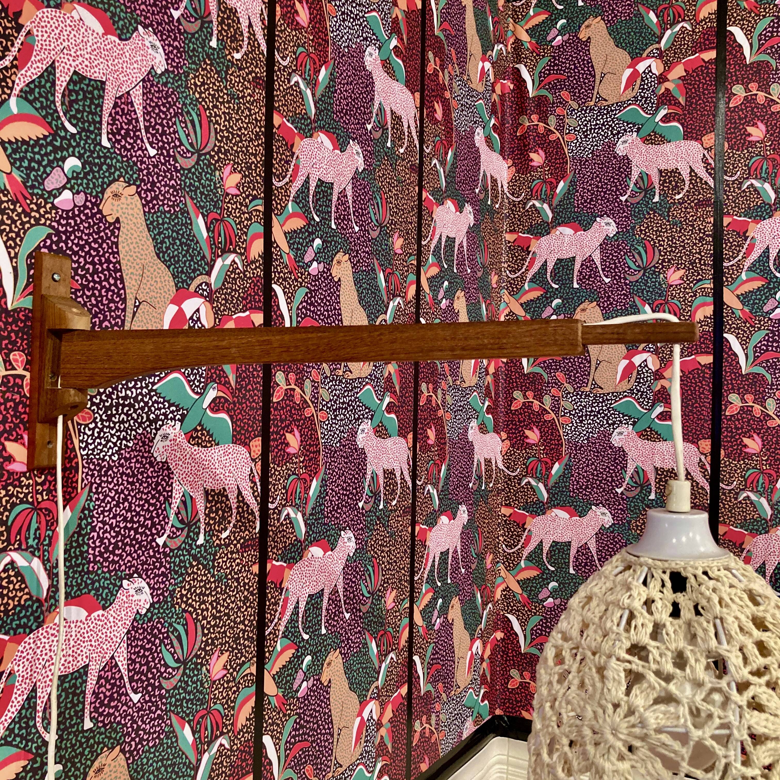 Large modular teak wall light Scandinavian design 1960.