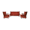 Vintage chenille fabric sofas and armchairs with rocking system, italy, set of 3