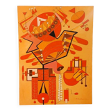 Abstract painting by Franco Balleri 1977 oil on canvas 80x60