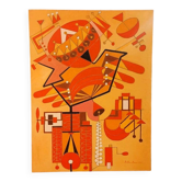 Peinture abstraite Franco Balleri, huile sur toile, 1977