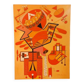 Abstract painting by Franco Balleri 1977 oil on canvas 80x60