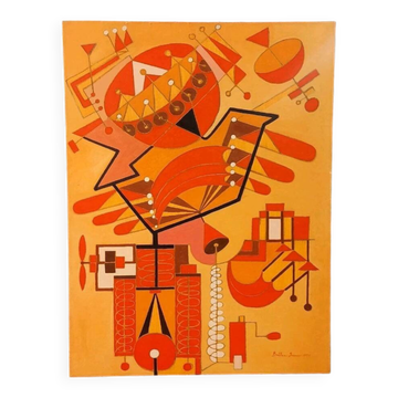Abstract painting by Franco Balleri 1977 oil on canvas 80x60