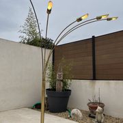 lampadaire 5 feux doré design des années 70