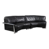 Artanova — “Medea” Modular Corner Sofa (2 Modules) — Black Leather — 1990s