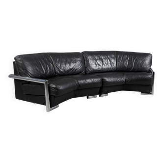 Artanova — “Medea” Modular Corner Sofa (2 Modules) — Black Leather — 1990s